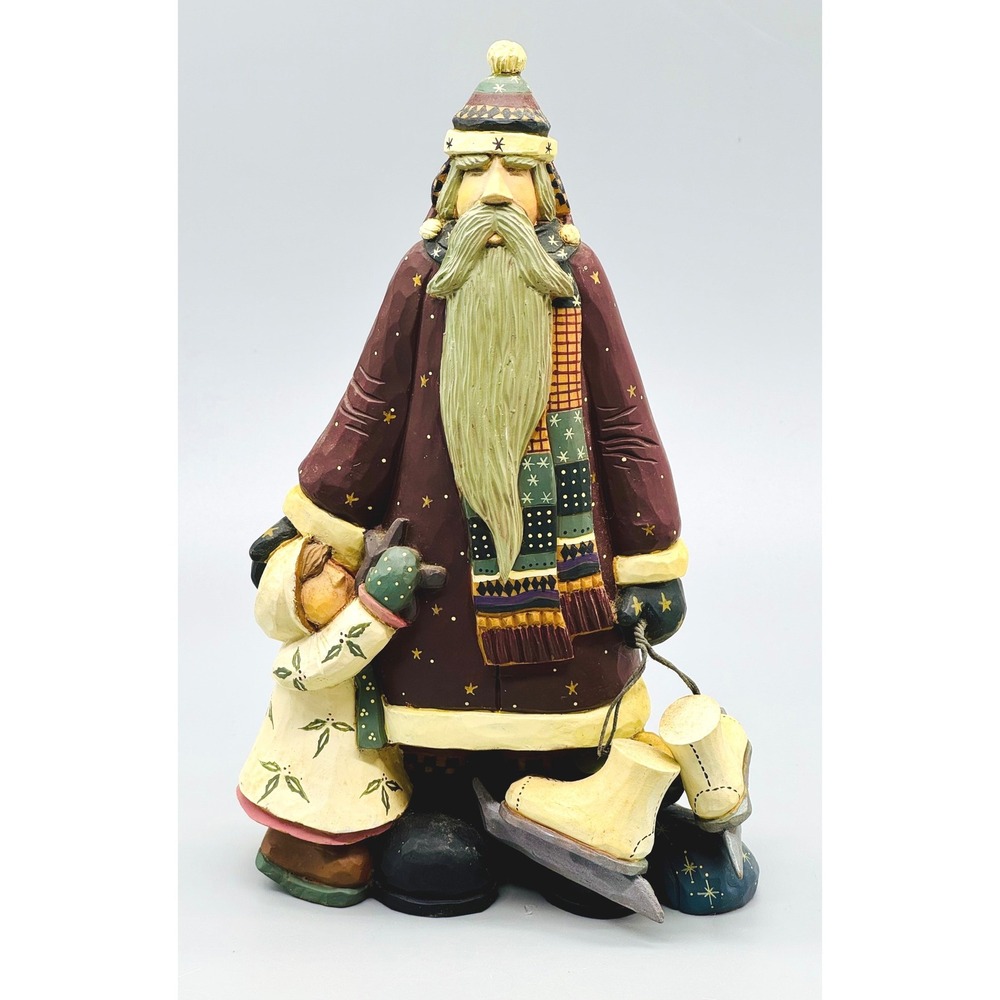 Williraye Studio Figurine Lets Skate Santa Child Ice Skates 2002 WW2419